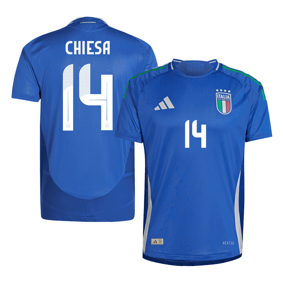 Camiseta de fútbol local auténtica de CHIESA #14 de Italia para la Eurocopa 2024