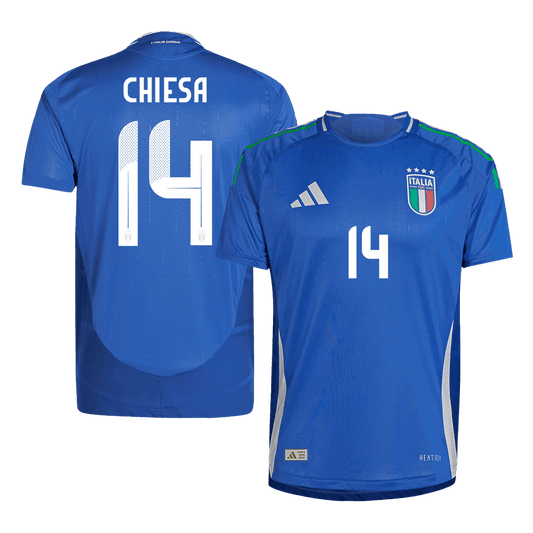 Camiseta de fútbol local auténtica de CHIESA #14 de Italia para la Eurocopa 2024