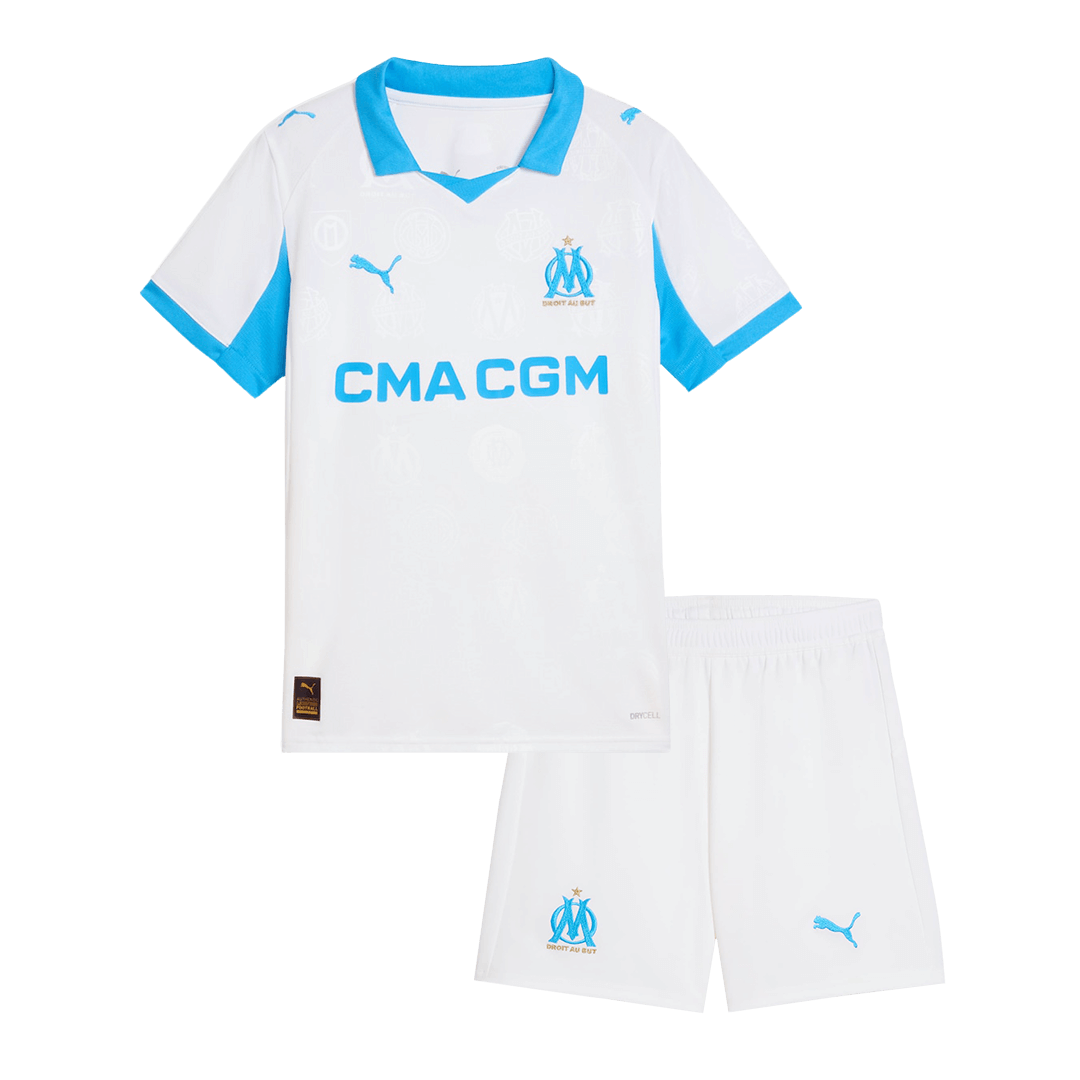 Kit de fútbol local del Marsella para niños (Kit y pantalón corto) 25/26 blanco