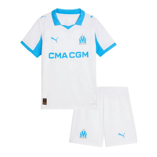 Kit de fútbol local del Marsella para niños (Kit y pantalón corto) 25/26 blanco