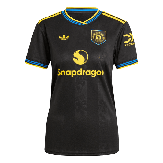 Camiseta de fútbol visitante del Manchester United para mujer, color negro, temporada 2025/26
