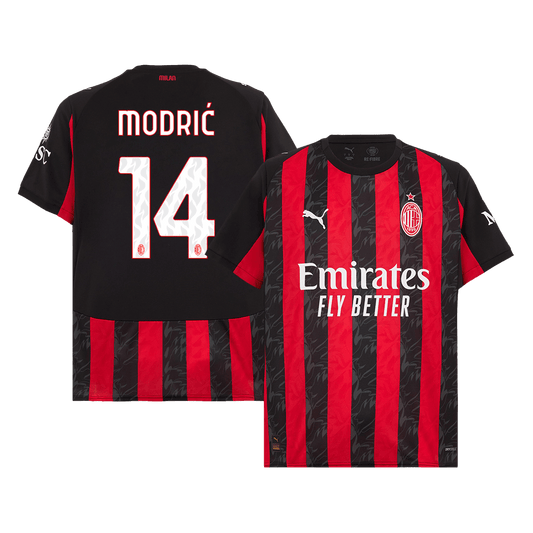 Camiseta de fútbol MODRIĆ #14 AC Milan Local 2025/26 Rojo y Negro