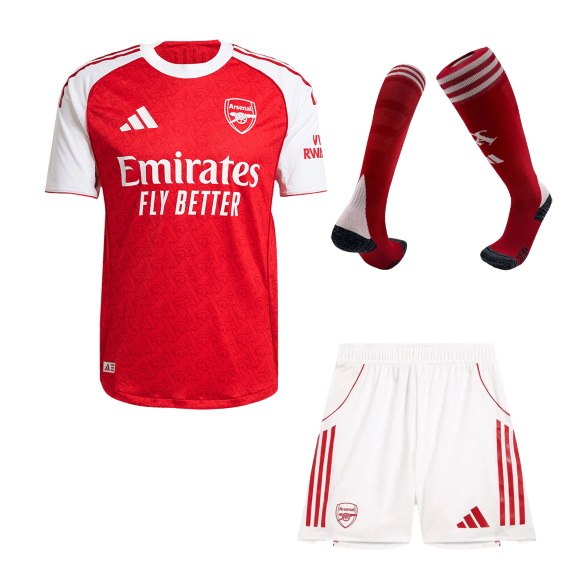 Kit de fútbol local auténtica del Arsenal (Kit, pantalón corto y medias) 2025/26