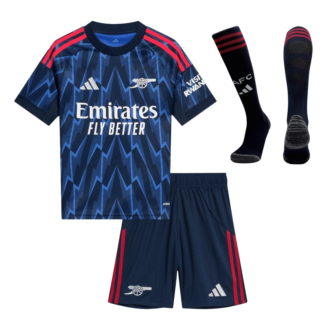 Kit de visitante del Arsenal para niño (Kit, pantalón corto y calcetines) 2025/26