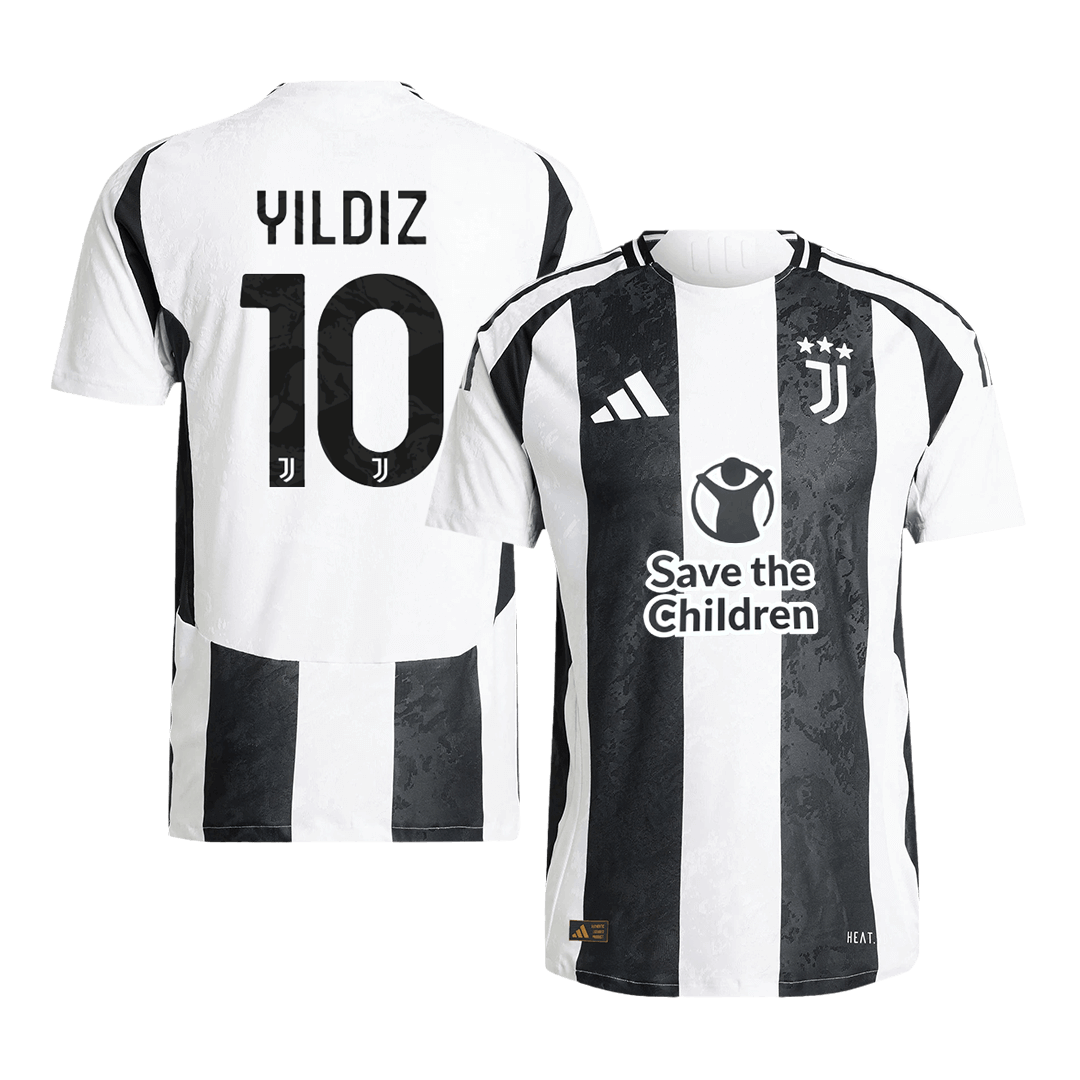 Camiseta de fútbol local auténtica de la Juventus YILDIZ n.° 10 2024/25 - Patrocinador de Save The Children