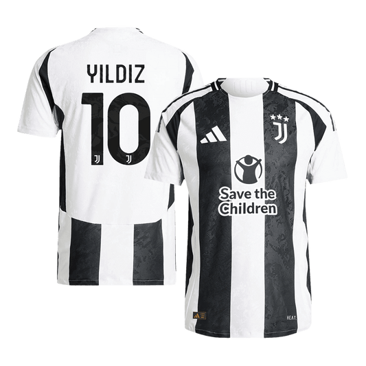 Camiseta de fútbol local auténtica de la Juventus YILDIZ n.° 10 2024/25 - Patrocinador de Save The Children