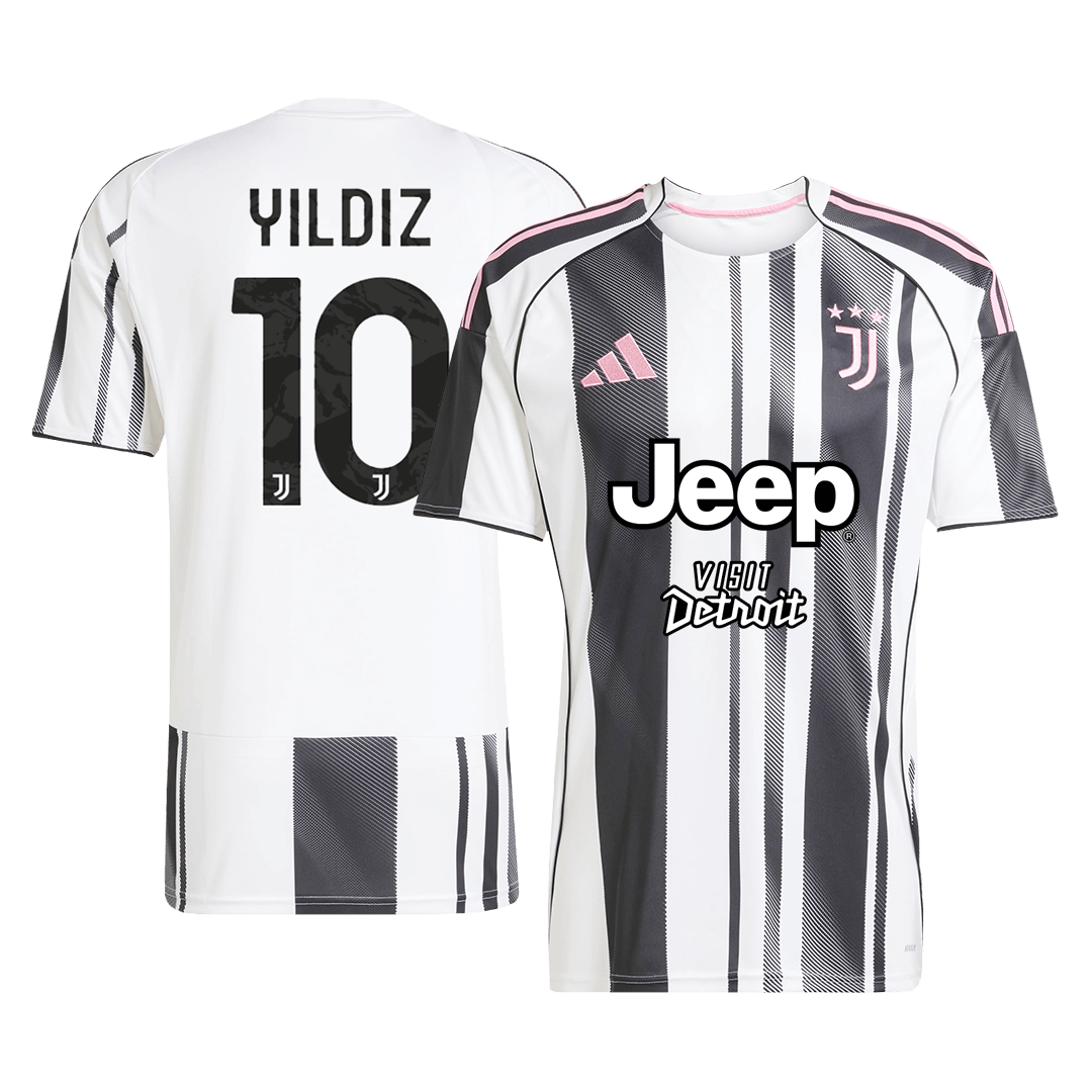 Camiseta de fútbol local de la Juventus YILDIZ #10 2025/26, negra y blanca