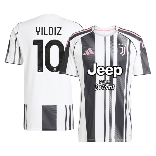 Camiseta de fútbol local de la Juventus YILDIZ #10 2025/26, negra y blanca
