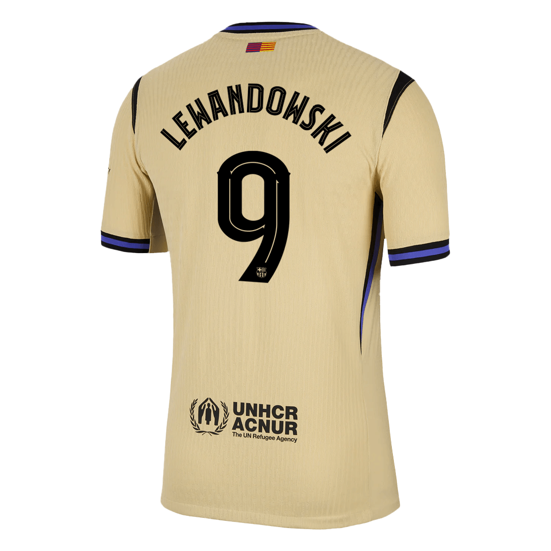 Camiseta de visitante del Barcelona 2025/26, auténtica, amarilla, de Lewandowski #9 - UCL