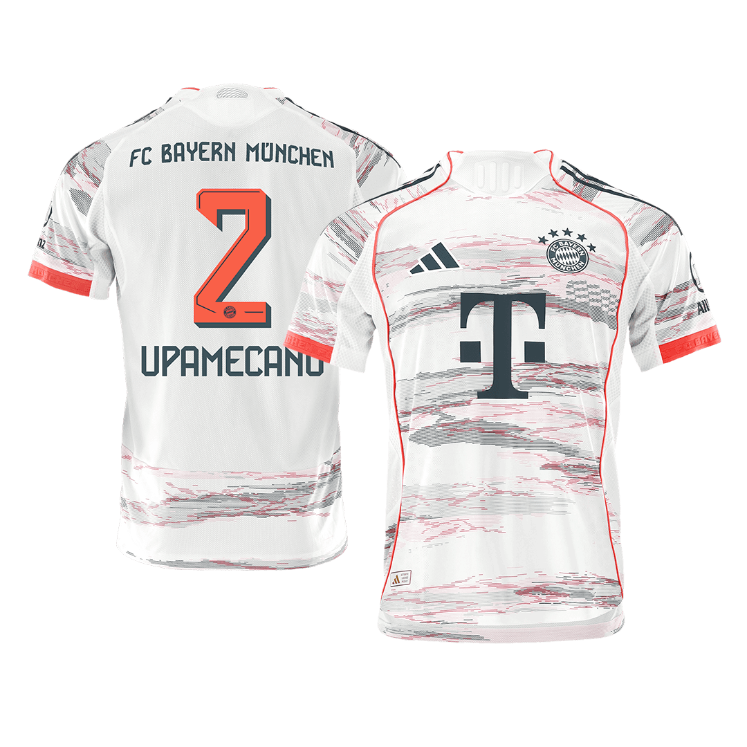 Camiseta de fútbol visitante auténtica del Bayern Múnich UPAMECANO #2 2025/26