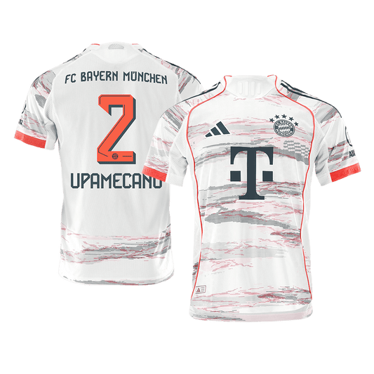 Camiseta de fútbol visitante auténtica del Bayern Múnich UPAMECANO #2 2025/26