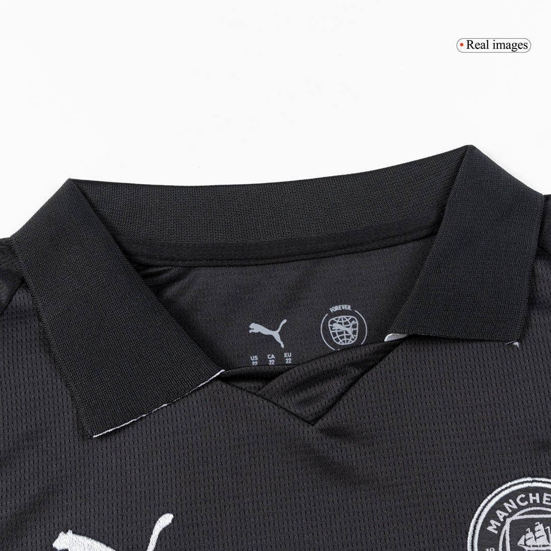 Kit de fútbol visitante del Manchester City para niño (Kit y pantalón corto) 2025/26, color negro
