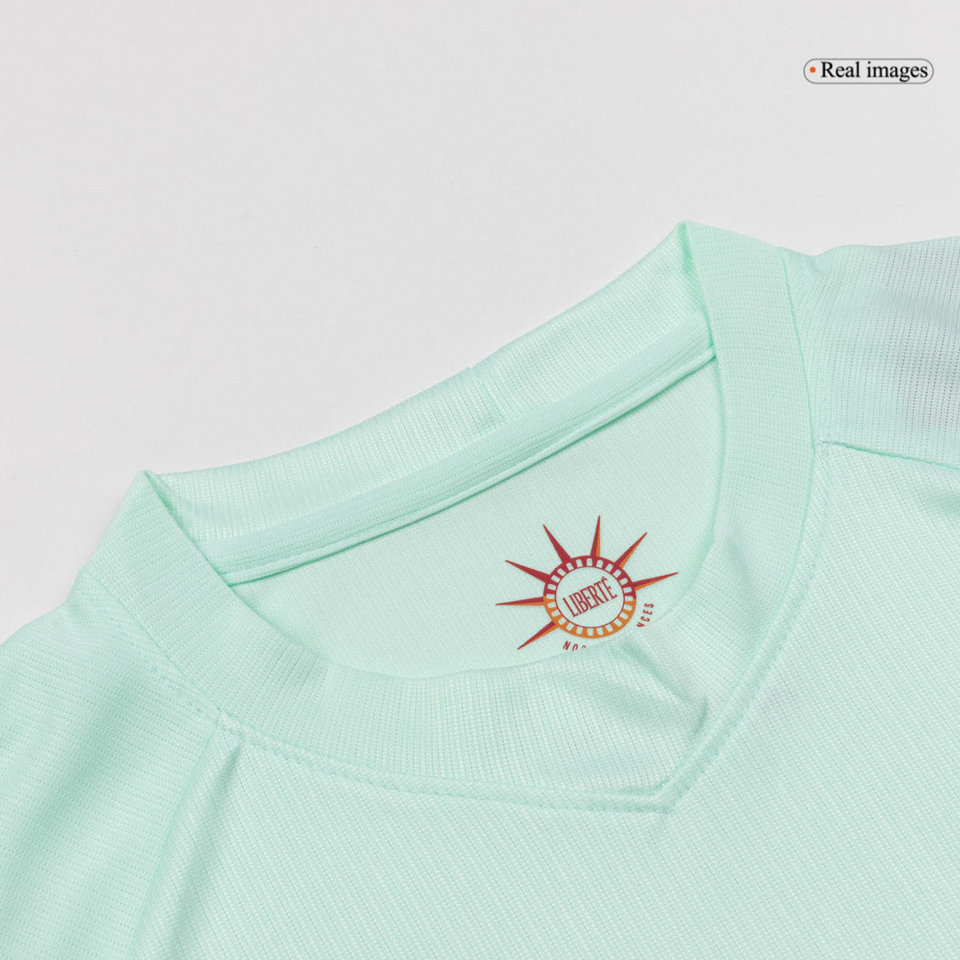 Conjunto de fútbol infantil de Francia (camiseta + pantalón corto) para el Mundial de 2026, color verde menta.