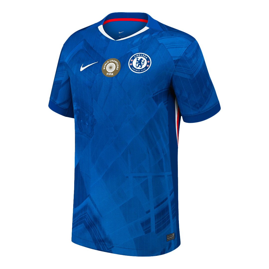 Camiseta de fútbol local del Chelsea #25 CAMPEÓN MUNDIAL 2025/26 Azul - con escudo en el pecho
