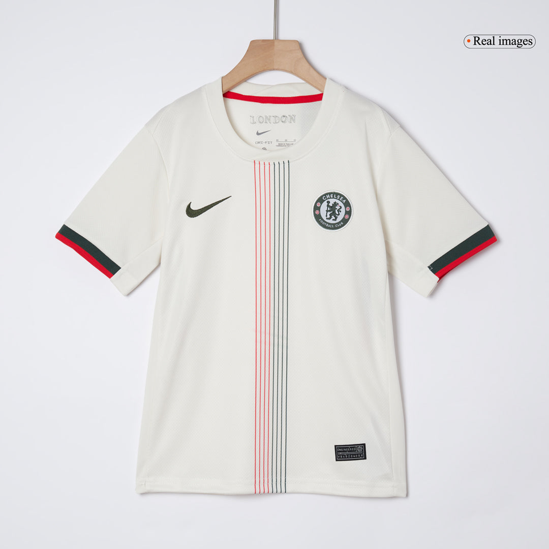Kit de visitante del Chelsea para niño (camiseta, pantalón corto y calcetines) 2025/26, color blanco