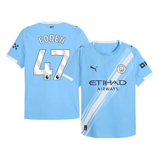 Camiseta de fútbol local auténtica FODEN #47 del Manchester City 2025/26 azul