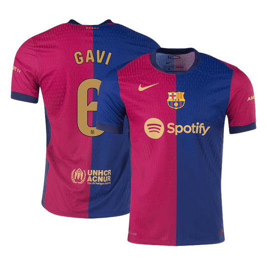 Camiseta de fútbol local auténtica GAVI #6 del Barcelona 2024/25 - patrocinador antiguo
