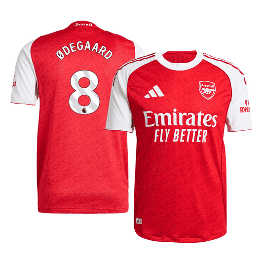 Camiseta de fútbol local auténtica del Arsenal ØDEGAARD #8 2025/26, roja