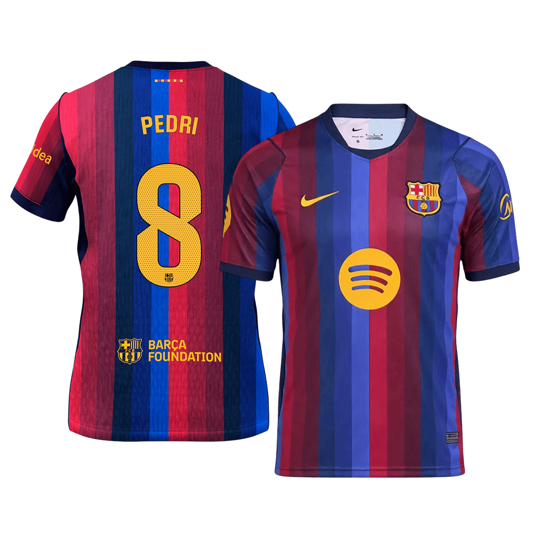 PEDRI #8 Camiseta de fútbol de manga corta azul y granate para hombre, temporada 26/27, del Barcelona, marca Fan.