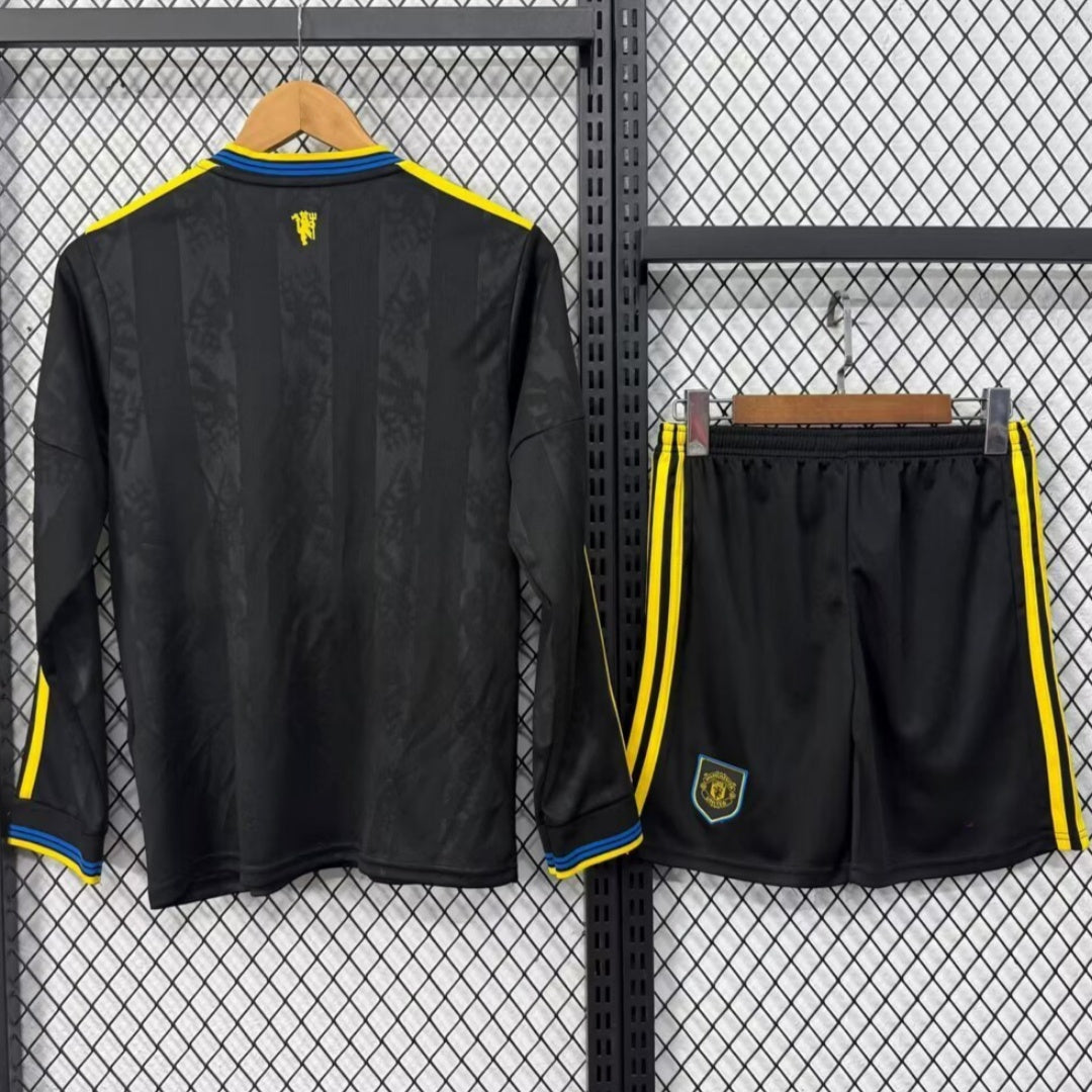 Conjunto de manga larga para adultos de la tercera equipación del Manchester United 25/26