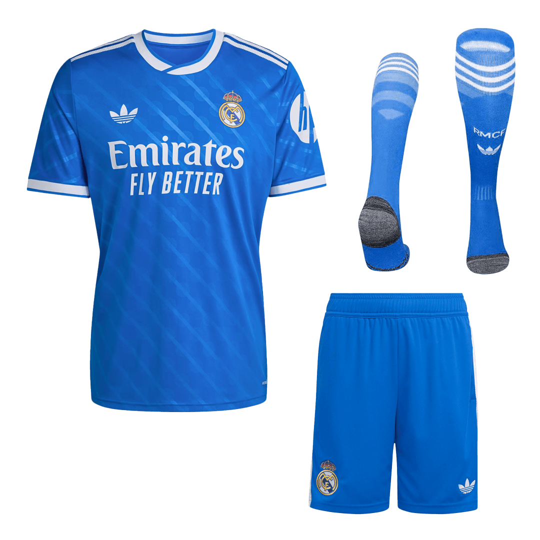 Kit de camiseta de fútbol de la tercera equipación del Real Madrid 2025/26