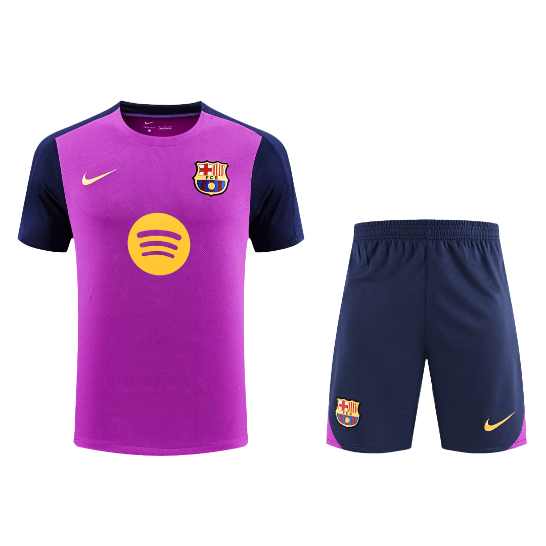 Kit de entrenamiento prepartido del Barcelona (Kit y pantalón corto) 2025/26, color morado