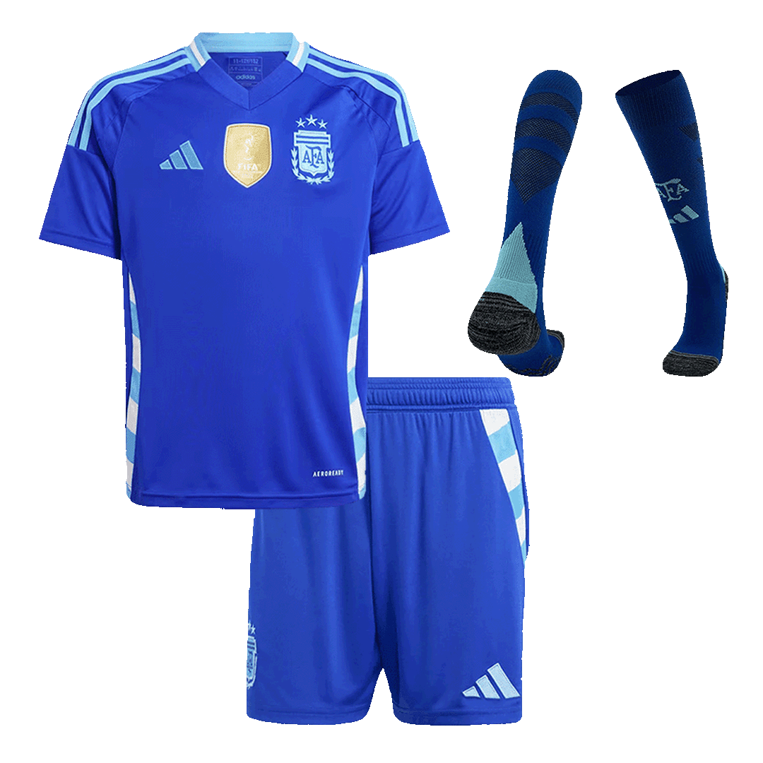 Kit de camiseta de visitante de Argentina para niños (camiseta, pantalón corto y medias) 2024