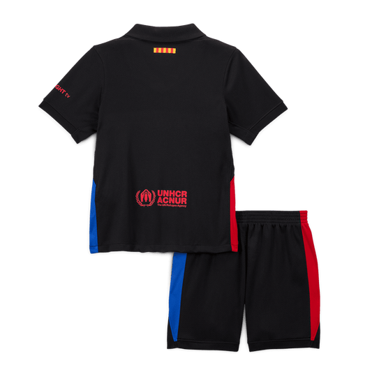 Kit de visitante del Barcelona para niño (Kit y pantalón corto) 2024/25 - Logotipo de Spotify sin texto