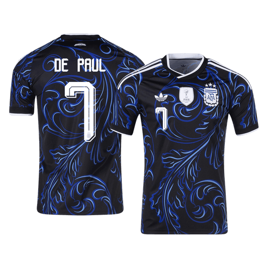 DE PAUL #7 Argentina Camiseta de Fútbol Visitante Copa Mundial 2026 Negra