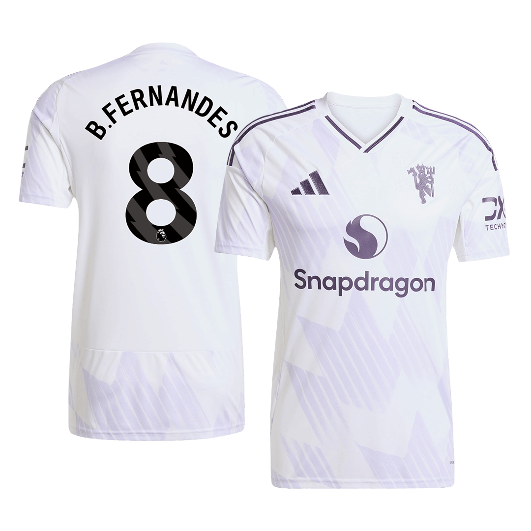 Camiseta de fútbol visitante del Manchester United B.FERNANDES #8 2025/26, blanca