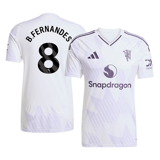 Camiseta de fútbol visitante del Manchester United B.FERNANDES #8 2025/26, blanca