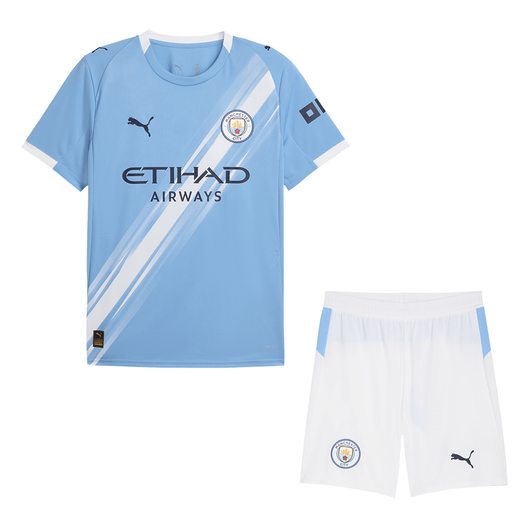 Kit de fútbol local del Manchester City (camiseta y pantalón corto) 2025/26 azul