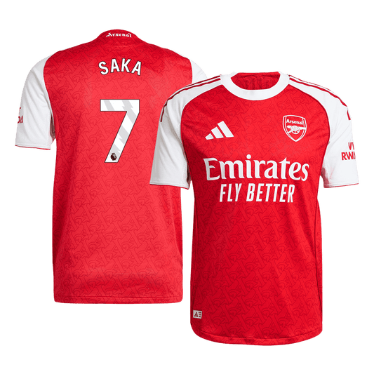 Camiseta de fútbol local auténtica SAKA #7 del Arsenal 2025/26, roja