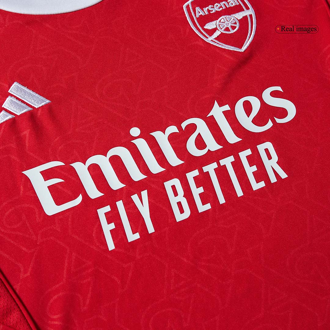 Kit de fútbol local del Arsenal para niños (camiseta, pantalones cortos y calcetines) 2025/26, color rojo
