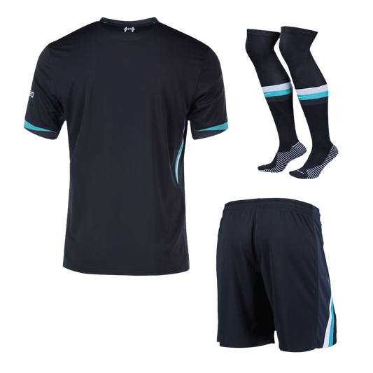 Kit de visitante del Liverpool (camiseta, pantalones cortos y calcetines)