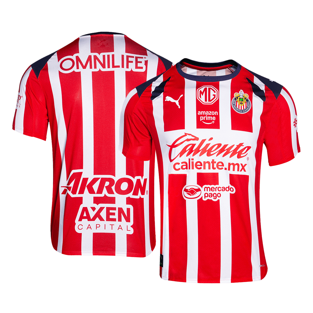 Camiseta de fútbol local de Chivas 2025/26 roja y blanca