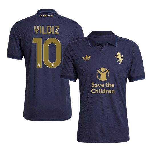 Camiseta de fútbol de visitante de la Juventus n.° 10 de YILDIZ 2024/25 - Patrocinador de Save The Children