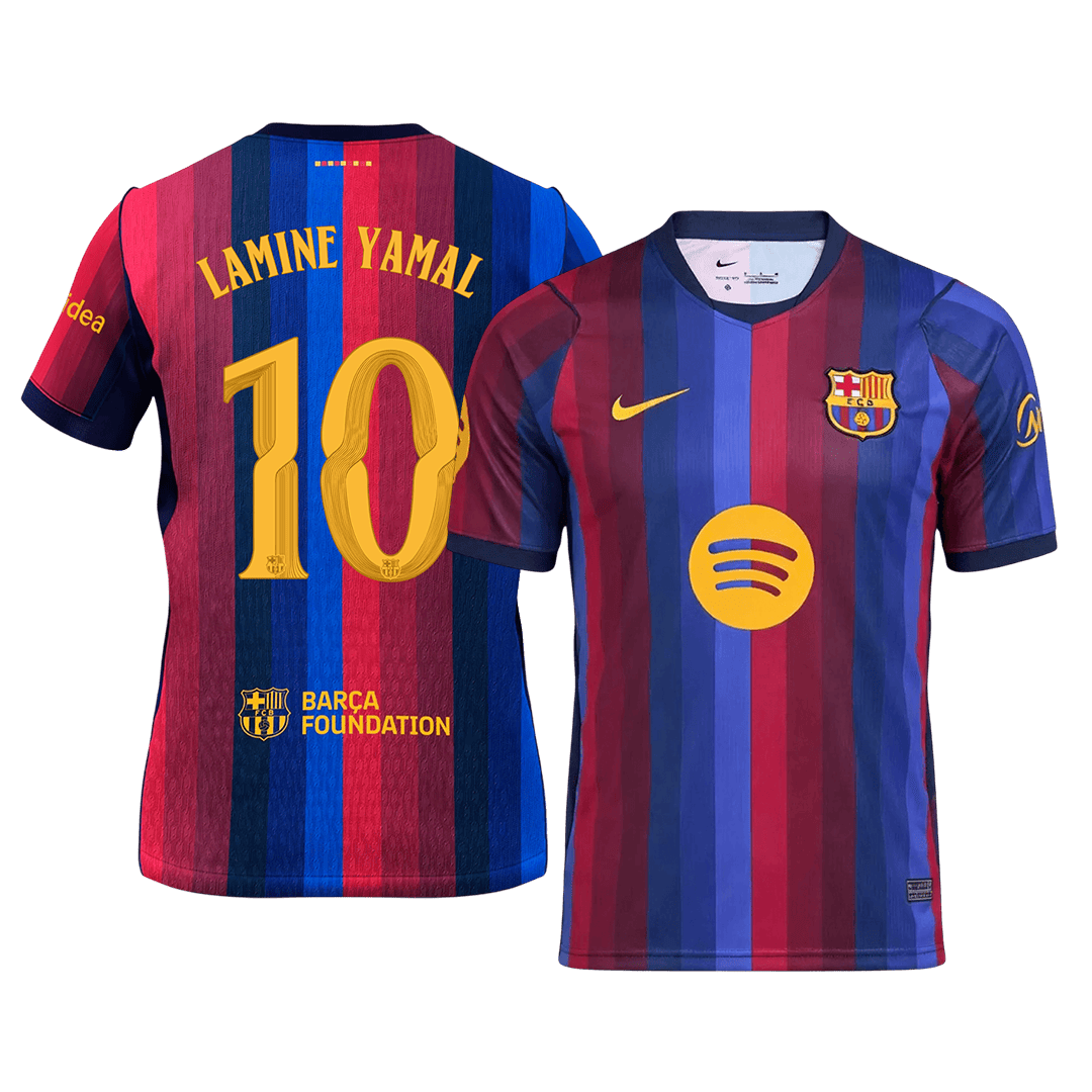 LAMINE YAMAL #10 Camiseta de fútbol de manga corta para hombre, temporada 26/27, Barcelona, azul y granate - UCL