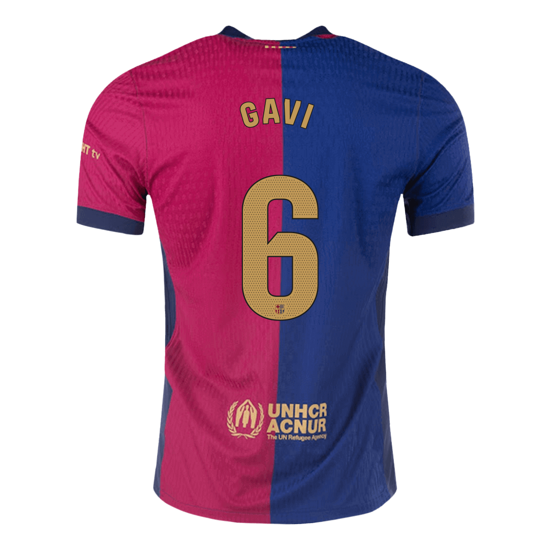 Camiseta de fútbol local auténtica del Barcelona n.° 6 de GAVI 2024/25 - Logotipo de Spotify sin texto