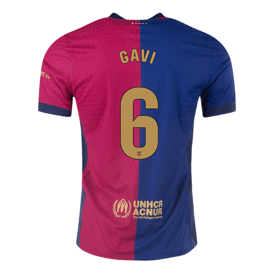 Camiseta de fútbol local auténtica del Barcelona n.° 6 de GAVI 2024/25 - Logotipo de Spotify sin texto