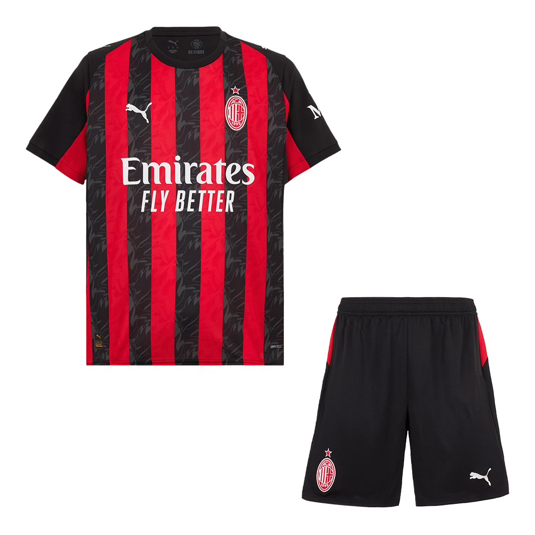 Kit de fútbol local del AC Milan (Kit y pantalón corto) 2025/26, rojo y negro