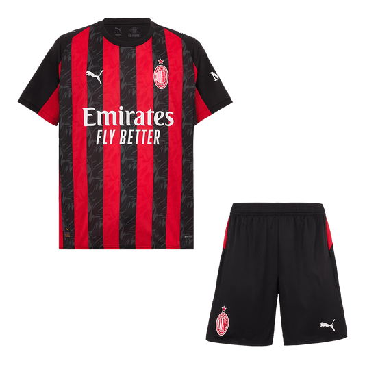 Kit de fútbol local del AC Milan (Kit y pantalón corto) 2025/26, rojo y negro