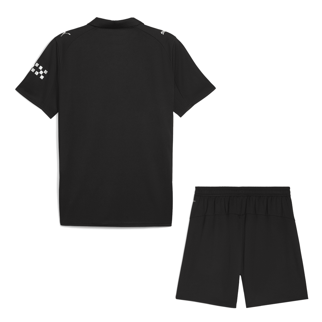 Kit de visitante del Manchester City (camiseta y pantalón corto) 2025/26, color negro