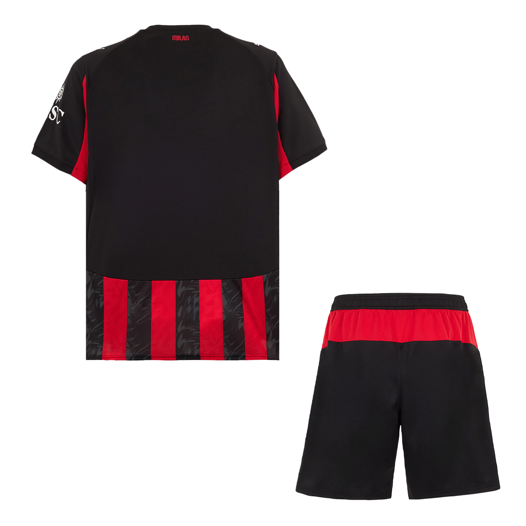 Kit de fútbol local del AC Milan (Kit y pantalón corto) 2025/26, rojo y negro