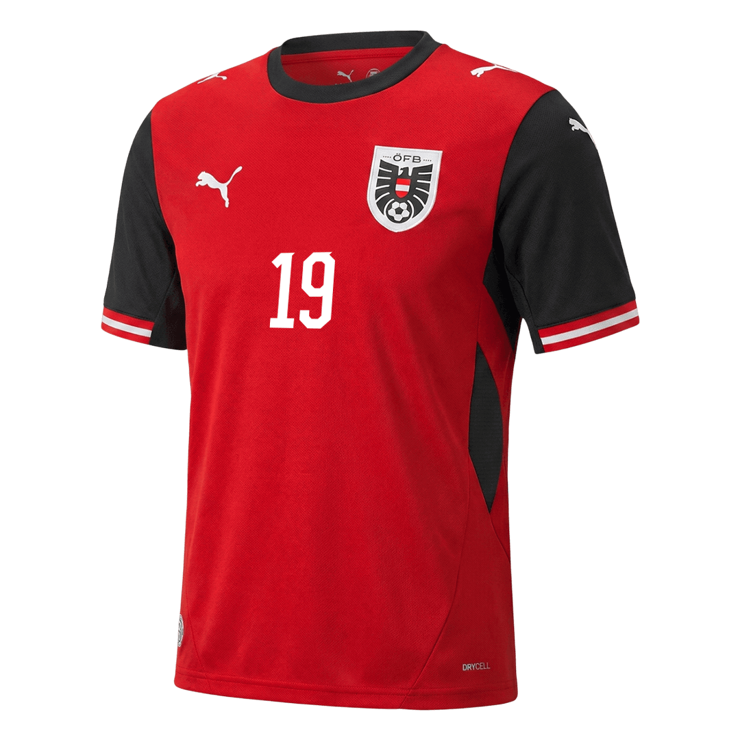 Camiseta de local de Austria para hombre, Baumgartner, número 19, Copa del Mundo 2026