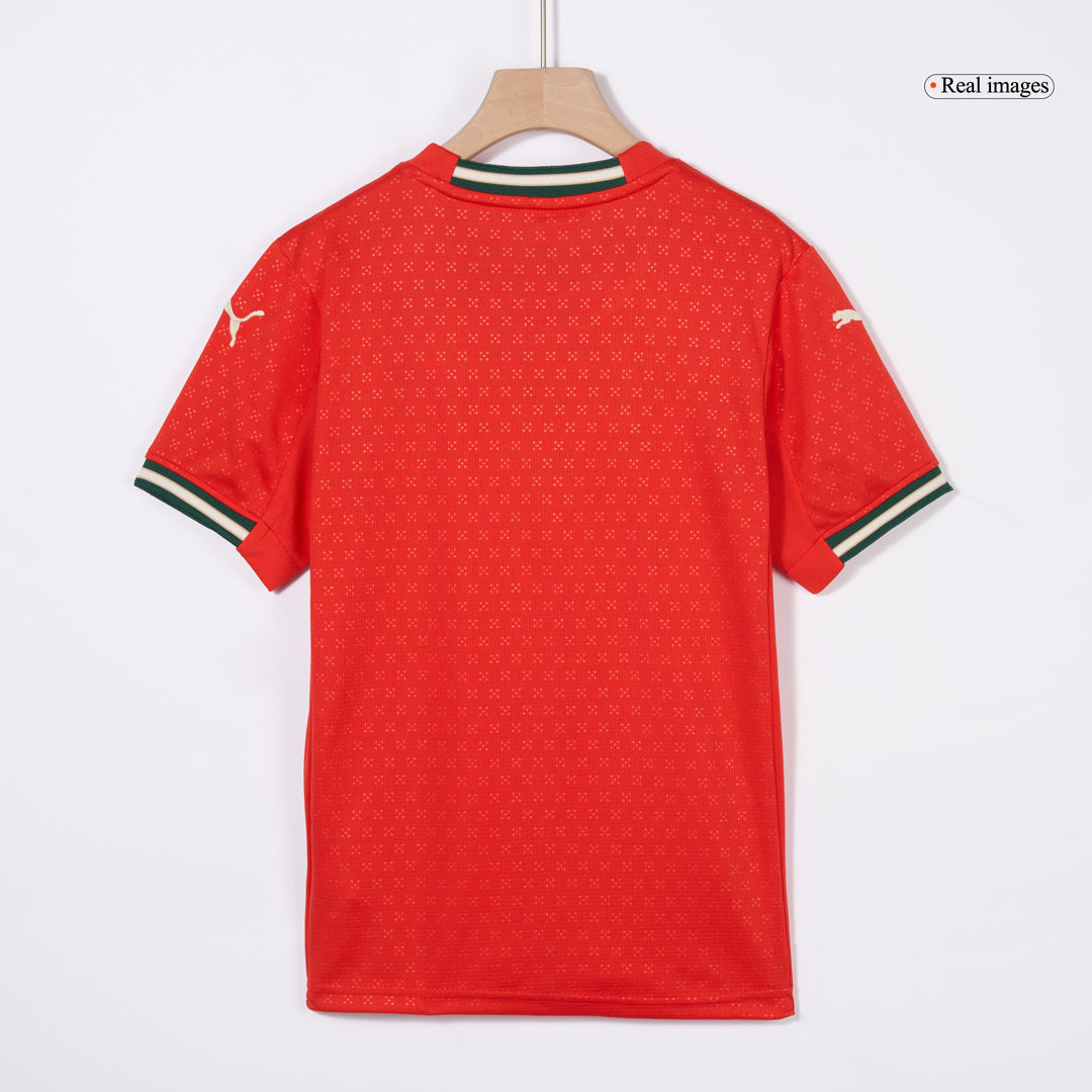 Kit de fútbol local de Portugal para niños (Kit y pantalón corto) 2025, color rojo
