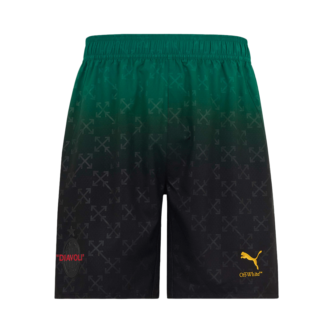 Kit de fútbol visitante del AC Milan (Kit y pantalón corto) 2024/25, verde y negro