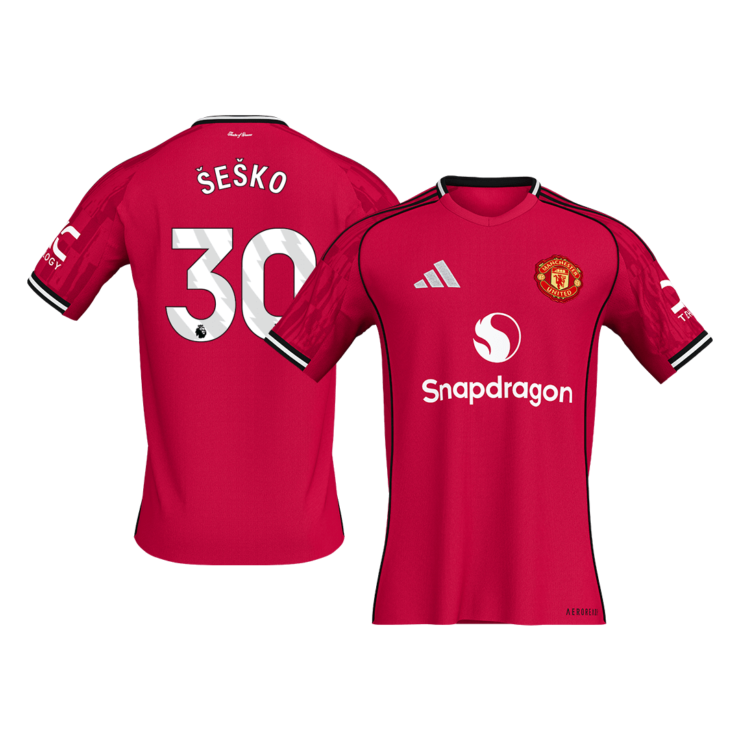 Camiseta de fútbol local del Manchester United ŠEŠKO #30 2025/26, roja