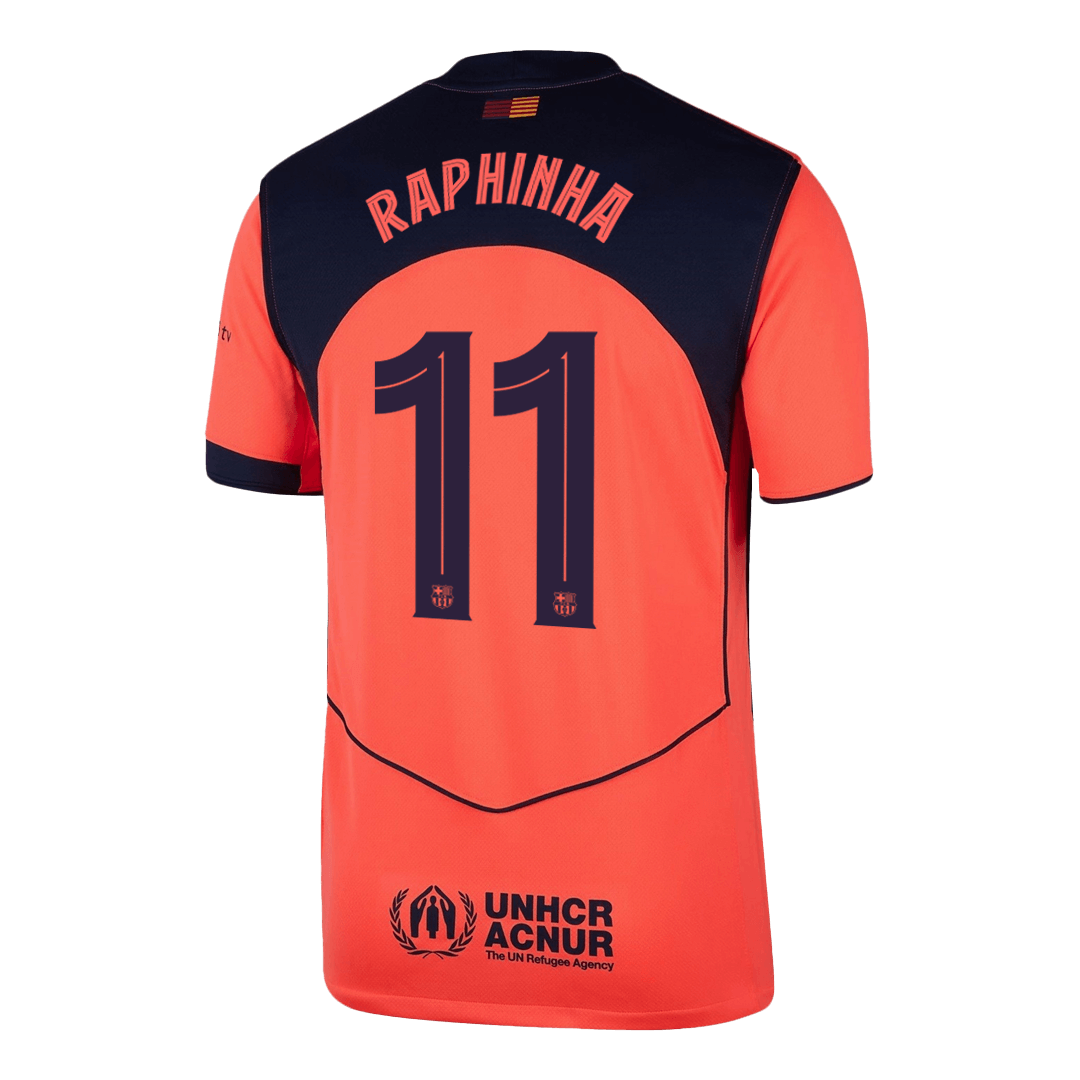 Camiseta de fútbol visitante RAPHINHA #11 del Barcelona 2025/26 (UCL)