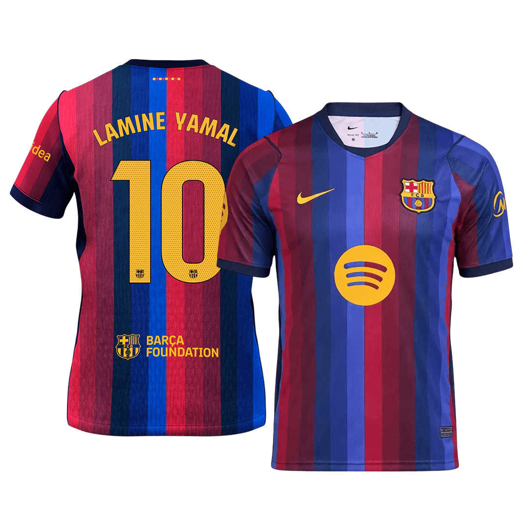 LAMINE YAMAL #10 Camiseta de fútbol de manga corta para hombre, temporada 26/27, Barcelona, local, azul y granate.